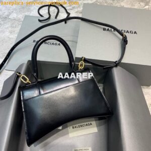 Replica Balenciaga 593546 Hourglass Small Top Handle Calfskin Bag Black Gold 2