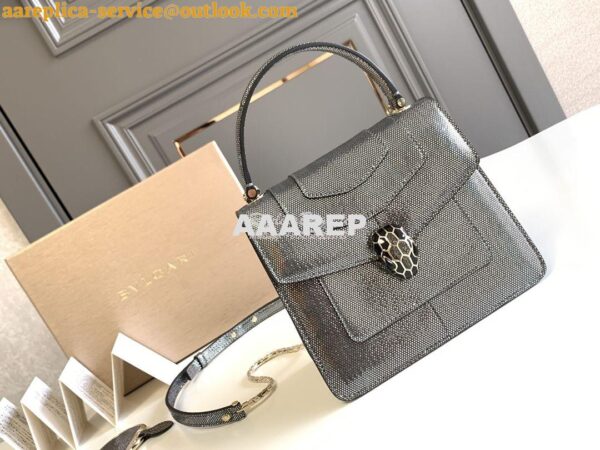 Replica Bvlgari Serpenti Forever Tote Bag in Onyx Metallic Karung Snak