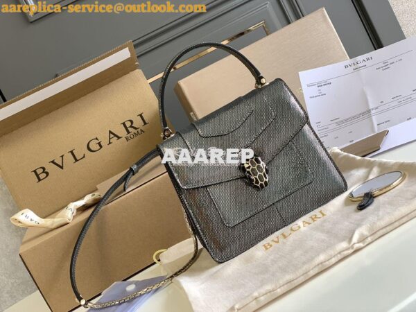 Replica Bvlgari Serpenti Forever Tote Bag in Onyx Metallic Karung Snak 2