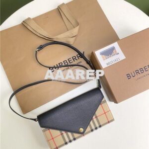 Replica Burberry Vintage Check and Leather Wallet with Detachable Stra 2