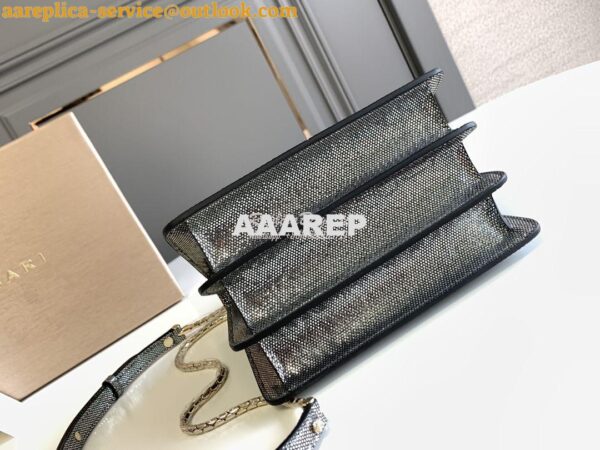 Replica Bvlgari Serpenti Forever Tote Bag in Onyx Metallic Karung Snak 9