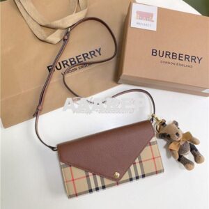 Replica Burberry Vintage Check and Leather Wallet with Detachable Stra 2