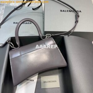 Replica Balenciaga 593546 Hourglass Small Top Handle Calfskin Bag Gray 2