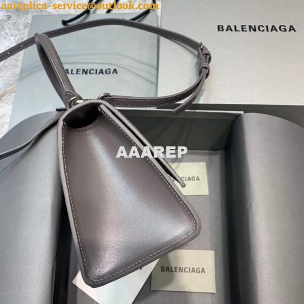 Replica Balenciaga 593546 Hourglass Small Top Handle Calfskin Bag Gray 5