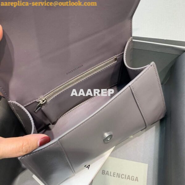 Replica Balenciaga 593546 Hourglass Small Top Handle Calfskin Bag Gray 9