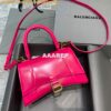 Replica Balenciaga 593546 Hourglass Small Top Handle Calfskin Bag Plum Silver 2