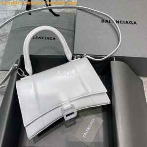 Replica Balenciaga 593546 Hourglass Small Top Handle Calfskin Bag White