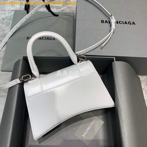 Replica Balenciaga 593546 Hourglass Small Top Handle Calfskin Bag White 4