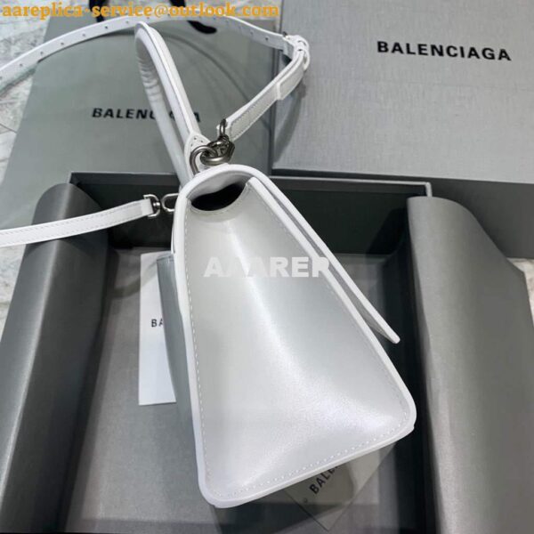 Replica Balenciaga 593546 Hourglass Small Top Handle Calfskin Bag White 3