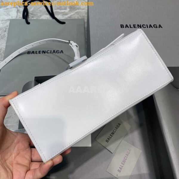 Replica Balenciaga 593546 Hourglass Small Top Handle Calfskin Bag White 6