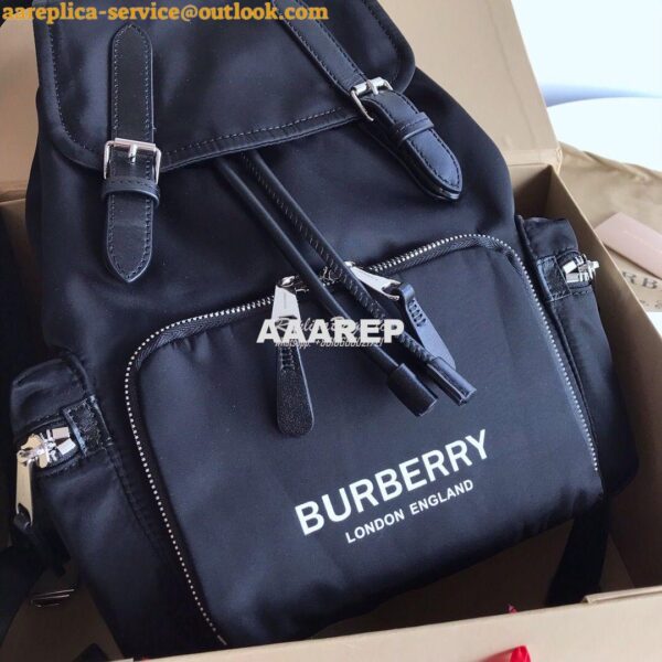 Replica Burberry The Medium Rucksack in Logo Print Nylon 80116201 Blac 4