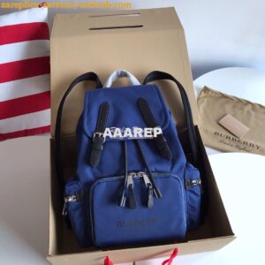 Replica Burberry The Medium Rucksack in Logo Print Nylon 80116201 Blue