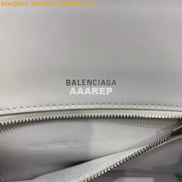 Replica Balenciaga 593546 Hourglass Small Top Handle Calfskin Bag White Silver 10