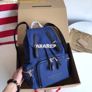 Replica Burberry The Medium Rucksack in Logo Print Nylon 80116201 Blue 2