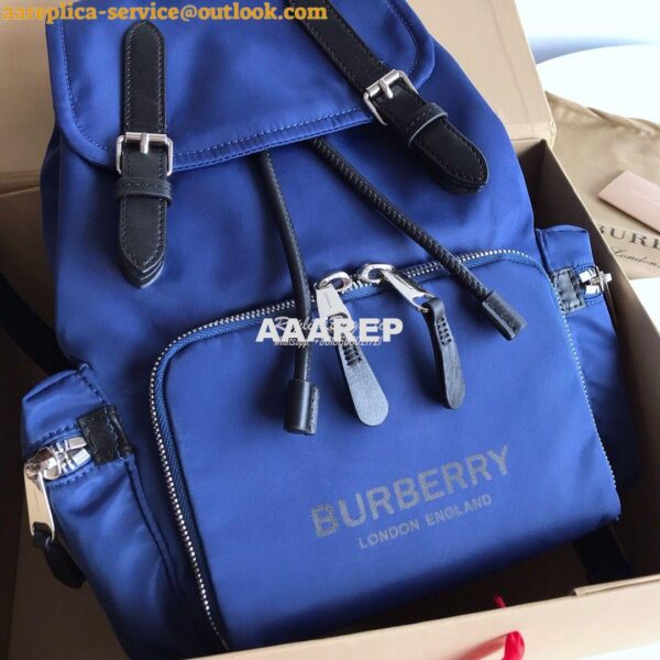 Replica Burberry The Medium Rucksack in Logo Print Nylon 80116201 Blue 4