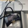 Replica Balenciaga 593546 Hourglass Small Top Handle Crocodile Bag Black