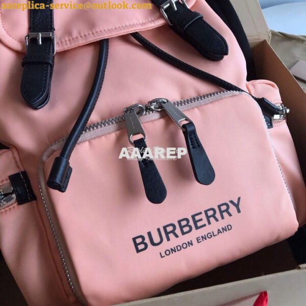 Replica Burberry The Medium Rucksack in Logo Print Nylon 80116201 Rose 4