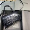 Replica Balenciaga 593546 Hourglass Small Top Handle Crocodile Bag Blue Gold 2