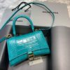 Replica Balenciaga 593546 Hourglass Small Top Handle Crocodile Bag Blue Silver 2