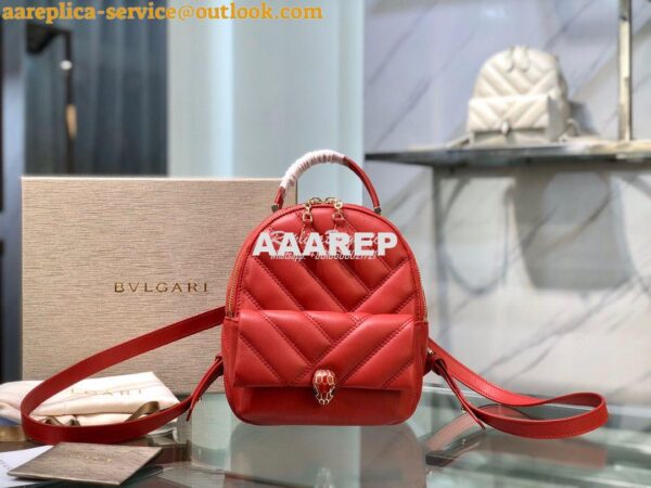 Replica Bvlgari Serpenti Serpenti Cabochon Backpack 288735 Red 3