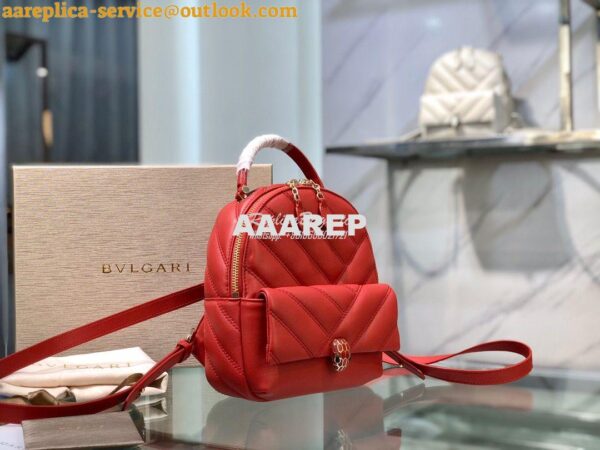 Replica Bvlgari Serpenti Serpenti Cabochon Backpack 288735 Red 2