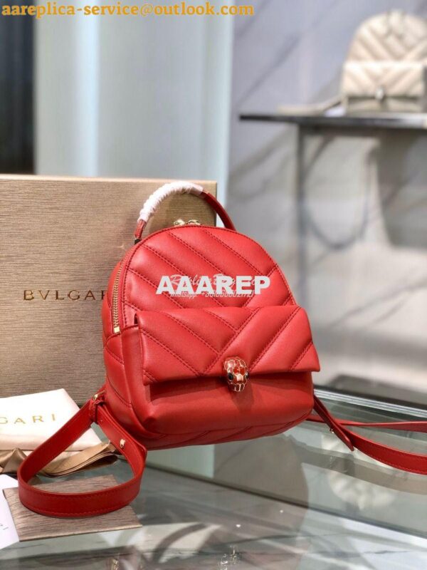 Replica Bvlgari Serpenti Serpenti Cabochon Backpack 288735 Red 4