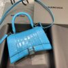 Replica Balenciaga 593546 Hourglass Small Top Handle Crocodile Bag Blue Gold