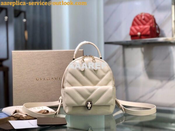 Replica Bvlgari Serpenti Serpenti Cabochon Backpack 288735 White