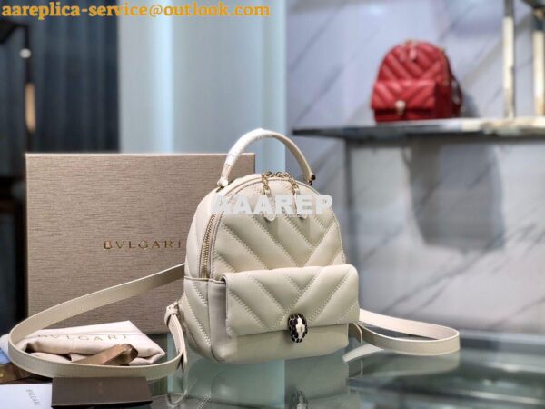 Replica Bvlgari Serpenti Serpenti Cabochon Backpack 288735 White 2