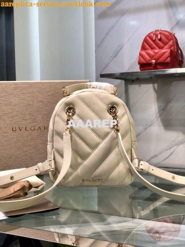 Replica Bvlgari Serpenti Serpenti Cabochon Backpack 288735 White 3