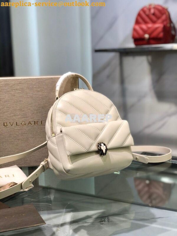 Replica Bvlgari Serpenti Serpenti Cabochon Backpack 288735 White 4