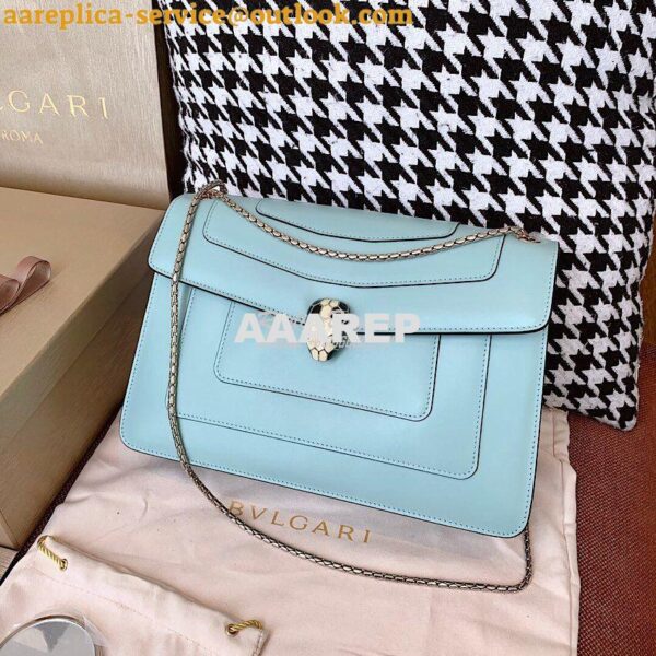 Replica Bvlgari Serpenti Forever Flap Cover Bag 19s Glacier Turquoise 3