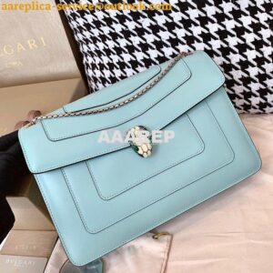 Replica Bvlgari Serpenti Forever Flap Cover Bag 19s Glacier Turquoise 2