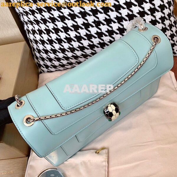 Replica Bvlgari Serpenti Forever Flap Cover Bag 19s Glacier Turquoise 6