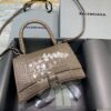 Replica Balenciaga 593546 Hourglass Small Top Handle Crocodile Bag Green Silver