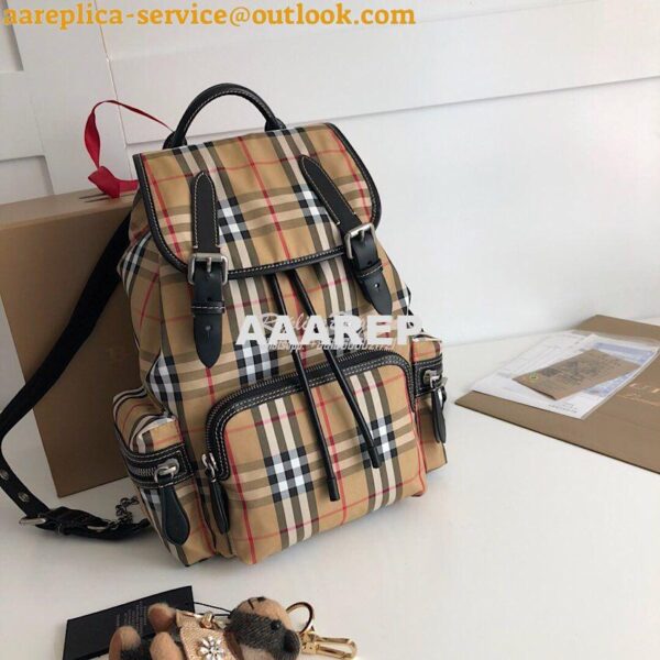 Replica Burberry The Medium Rucksack in Vintage Check and Leather 3