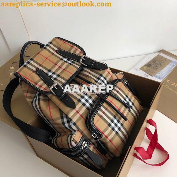 Replica Burberry The Medium Rucksack in Vintage Check and Leather 2