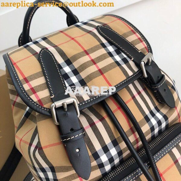 Replica Burberry The Medium Rucksack in Vintage Check and Leather 4