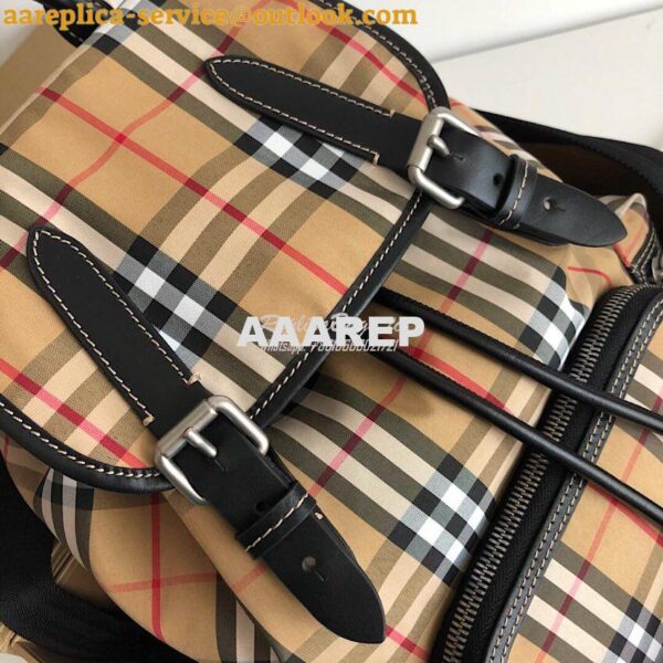 Replica Burberry The Medium Rucksack in Vintage Check and Leather 5