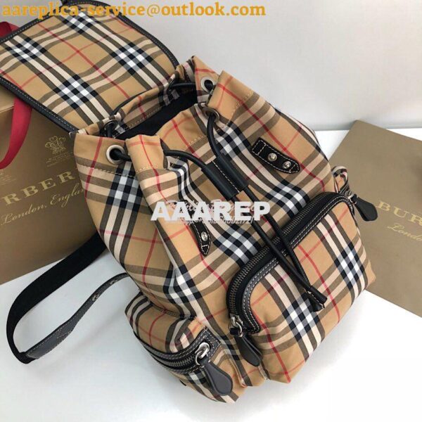 Replica Burberry The Medium Rucksack in Vintage Check and Leather 10