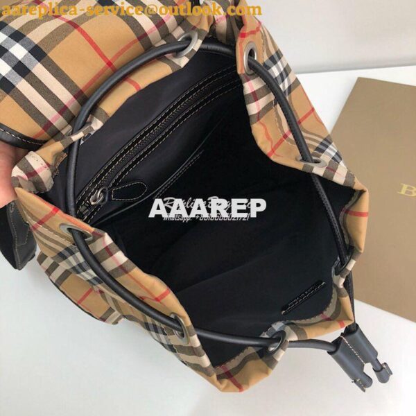 Replica Burberry The Medium Rucksack in Vintage Check and Leather 9