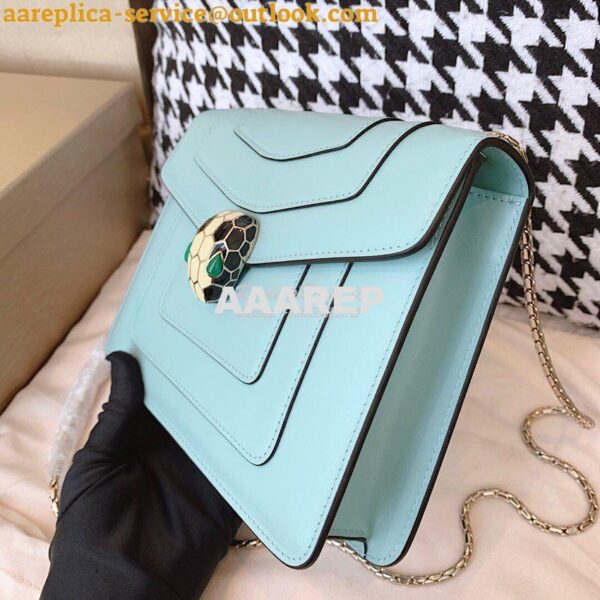 Replica Bvlgari Serpenti Forever Flap Cover Bag 19s Glacier Turquoise 4