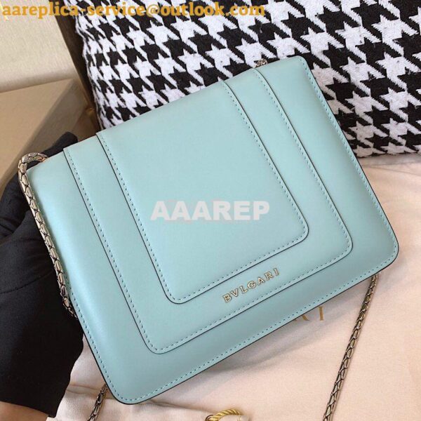 Replica Bvlgari Serpenti Forever Flap Cover Bag 19s Glacier Turquoise 5