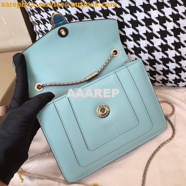 Replica Bvlgari Serpenti Forever Flap Cover Bag 19s Glacier Turquoise 7