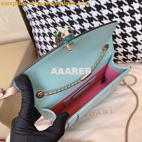 Replica Bvlgari Serpenti Forever Flap Cover Bag 19s Glacier Turquoise 8