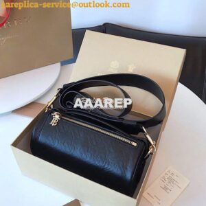 Replica Burberry The Monogram Leather Barrel Bag Black