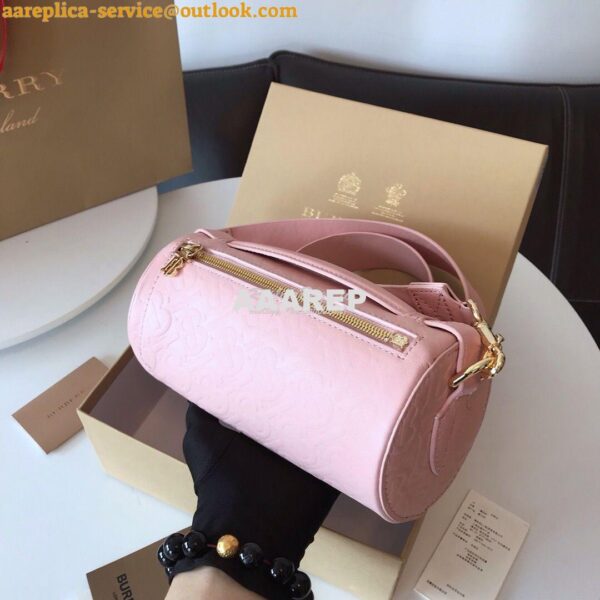 Replica Burberry The Monogram Leather Barrel Bag Rose beige 2