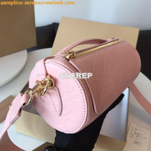 Replica Burberry The Monogram Leather Barrel Bag Rose beige 5