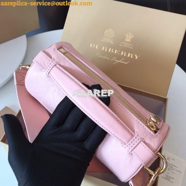 Replica Burberry The Monogram Leather Barrel Bag Rose beige 8