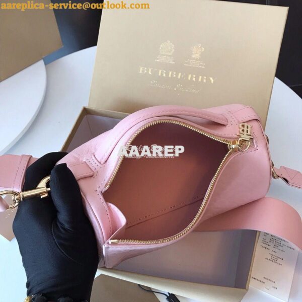 Replica Burberry The Monogram Leather Barrel Bag Rose beige 9